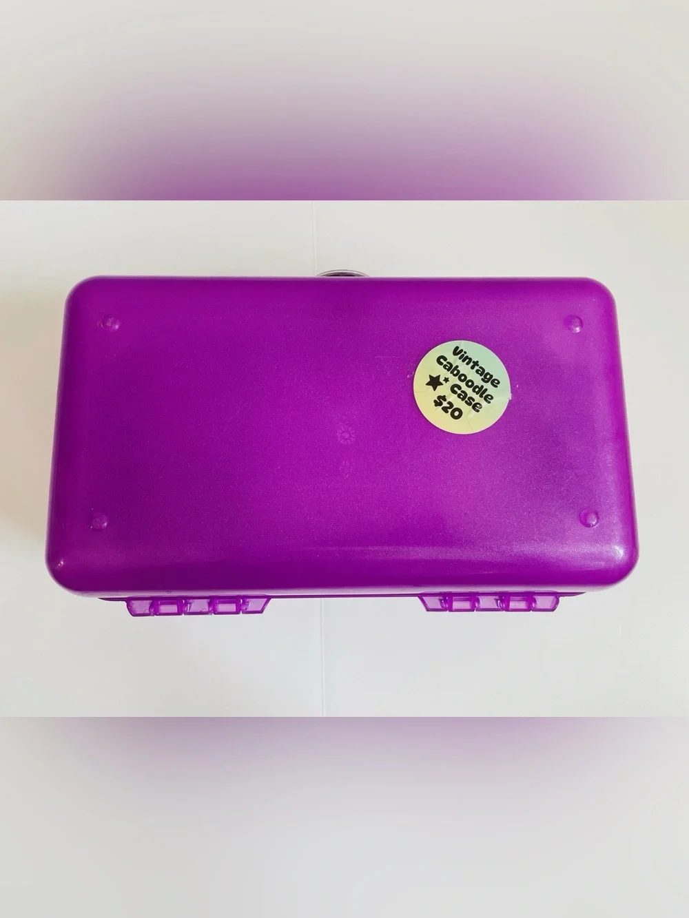 Vintage 90s Retro Caboodles Makeup Case Purple Shimmer Organizer Box Mirror USA